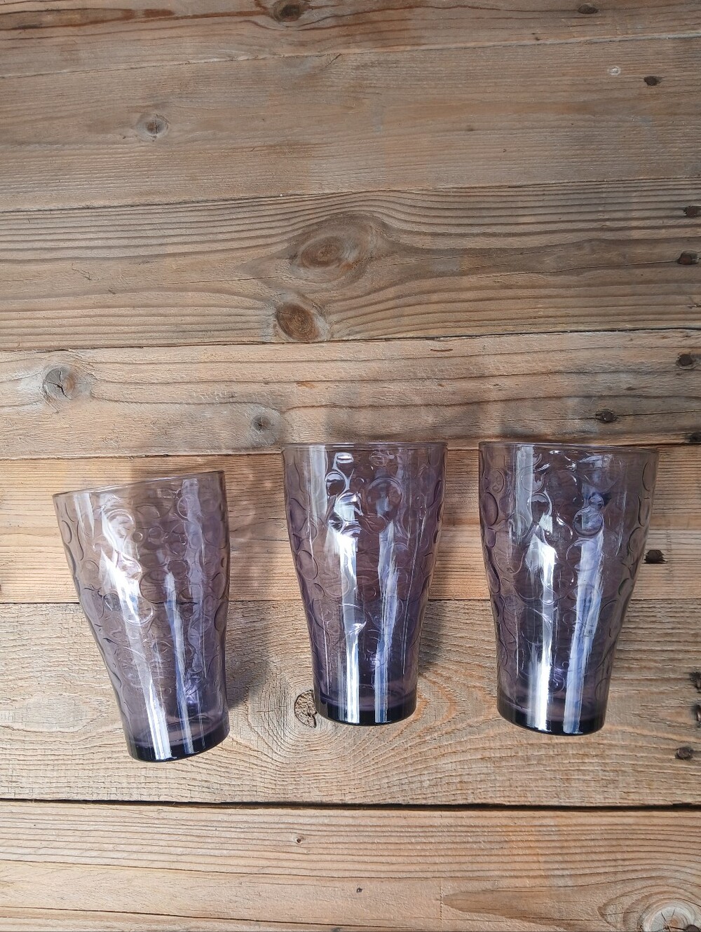 Vintage IKEA Purple Textured Glass Tumbler - Set of 3